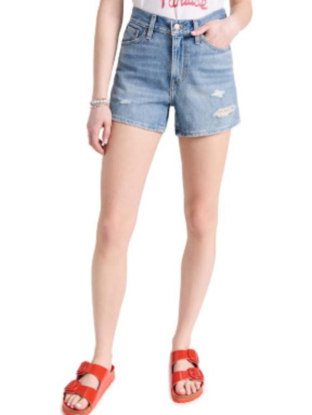 Levi's:  Distressed Denim 80's Mom Shorts, 27, Medium-Light Wash